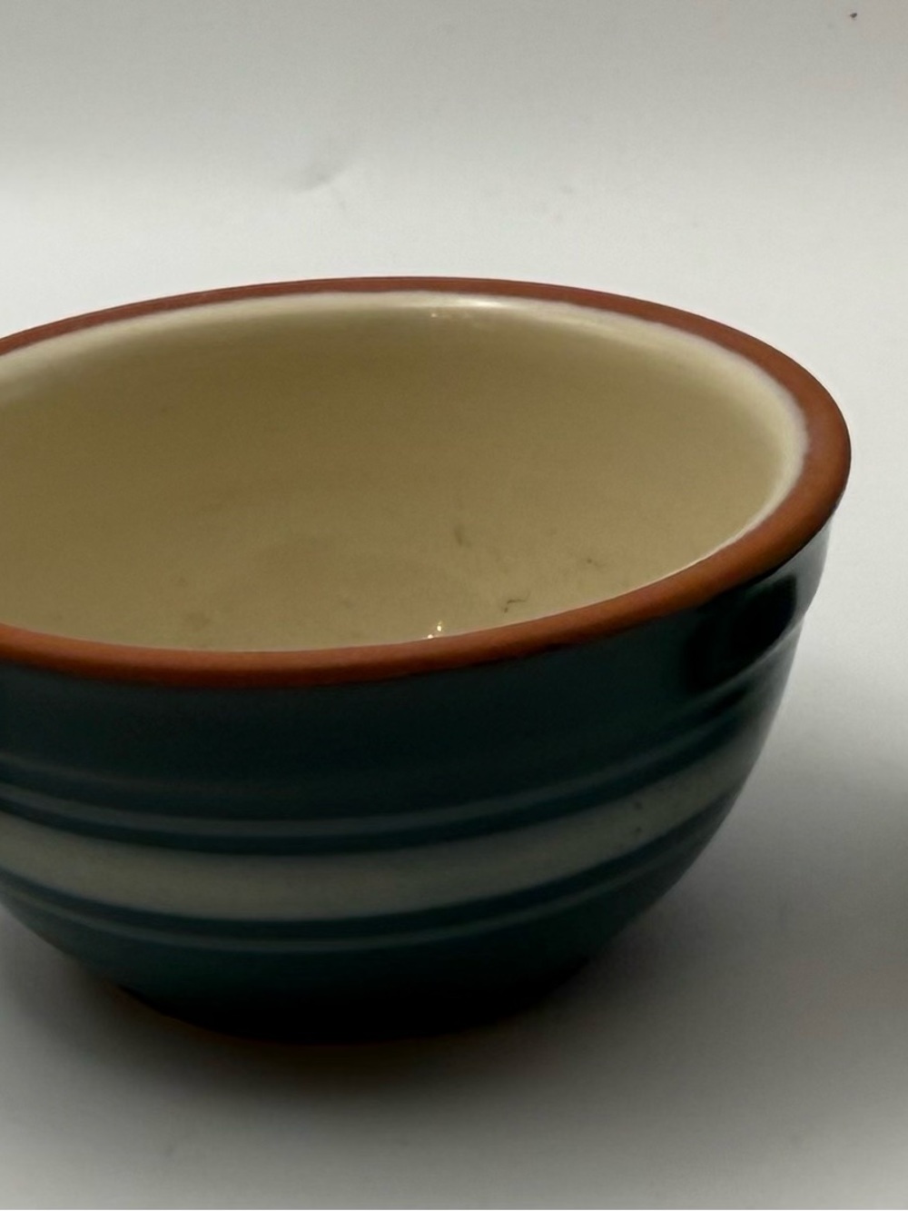 Boyds Bearware Pottery
Works 3pc Handmade Bowl Set Green/Brown Rim 2001